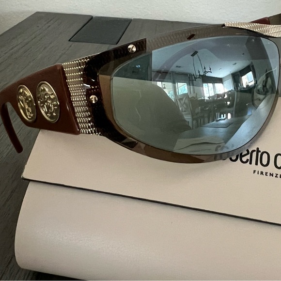 Roberto Cavalli RC1135 32X Brown & Gold Shield Sunglasses Frame - Picture 5 of 7